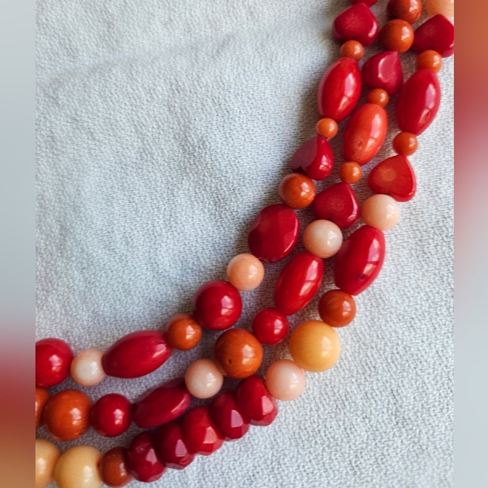 Genuine Red and Angel Skin Coral Beaded Necklace